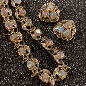 Vintage 50’s Gold Tone Aurora Borealis Set